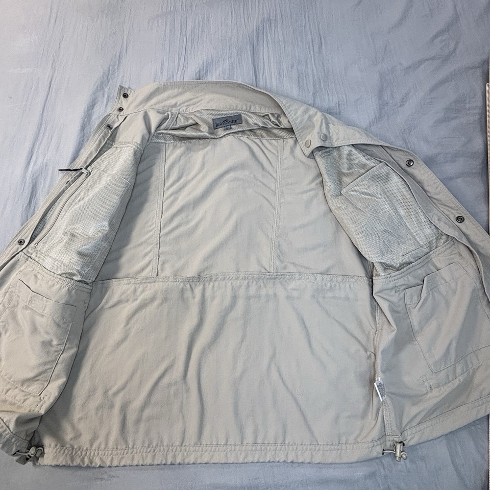 Travel Smith Mens Large Beige Utility Tactical Fishing Vest 12 Pockets Nylon - Picture 5 of 7